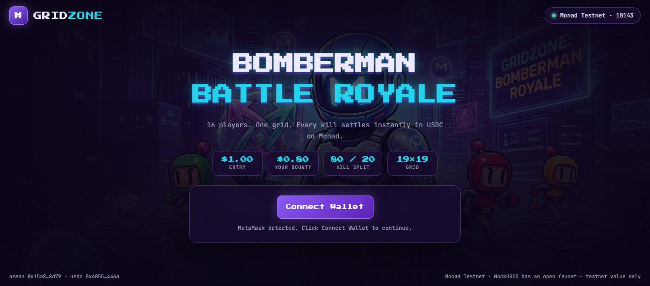 GridZone Bomberman landing page