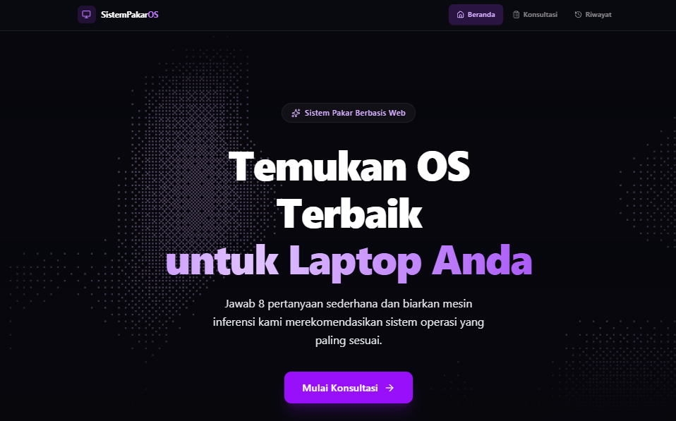 Sistem Pakar Rekomendasi OS landing page